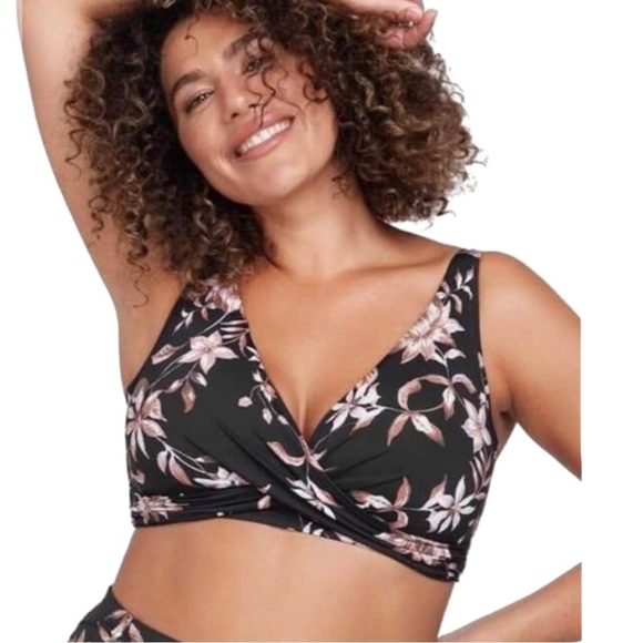 Artesands Other - Artesands Delacroix Cross Front Floral D-Cup & Up Bikini Top in Black Size 8